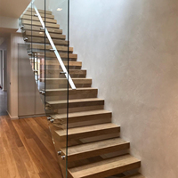 Escalier flottant cantilever sans support inférieur, marches en noyer noir, escalier résidentiel intérieur