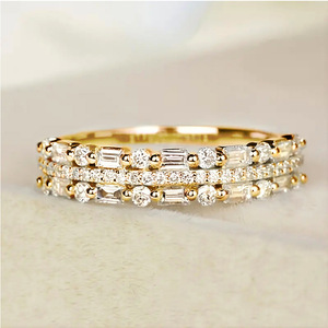 Fashion <b>Rings</b> Three Layer <b>Thin</b> Circle Pave Setting Diamond Women's Party Jewelry White Gold Gold Rose Gold - Product Image 3