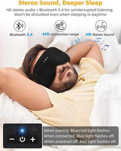 Masque de sommeil avec écouteurs, masque oculaire 3D pour dormir pour hommes et femmes, pour les dormeurs latéraux, les voyages, l'<span class=keywords><strong>insomnie</strong></span>, la relaxation, la méditation - Product Image 5