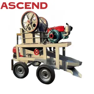 ขนาดเล็กมือถือกรามบด PE150X250 PE200X300 Crusher หินปูนหินแกรนิตแร่ทอง Ascend ดีเซลเครื่องยนต์กรามบดเครื่อง