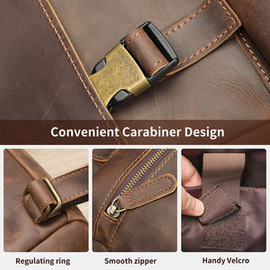 กระเป๋าเป้หนังเครซี่ฮอร์สแนววินเทจสำหรับผู้ชาย, กระเป๋าเป้เดินทางมีซิปกันน้ำขนาด15.6นิ้วใส่แล็ปท็อปหนังแท้ - Product Image 6