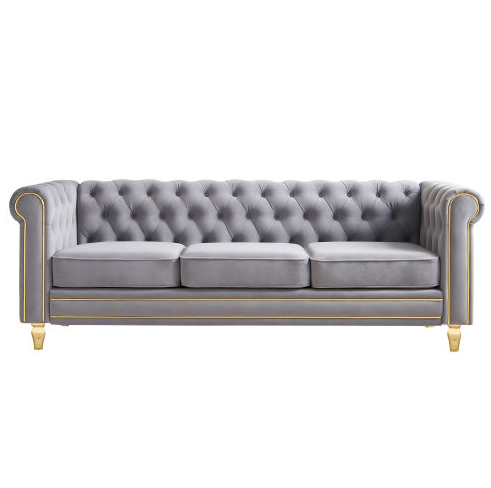 GRIS CLAIR + Velours + 3 Places + Mousse