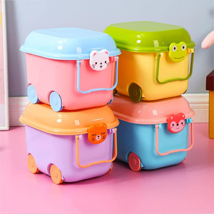 Customizable PP Pig-Shaped <b>Storage</b> <b>Boxes</b> with Wheels & Handles Eco-Friendly Stackable Design Over 35L Capacity for Kids Home Use - Product Image 3
