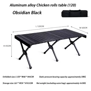 Grande venda direta venda quente ao ar livre dobrável liga de alumínio piquenique mesa portátil camping frango roll table