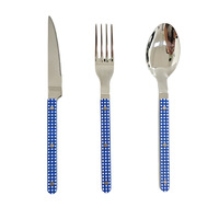Ensemble de couverts occidentaux en acier inoxydable 316 français avec manche à motif damier, couteau, fourchette et cuillère, style INS, pour steak, restaurant occidental, cadeau