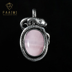 Piedra Natural cuarzo rosa amatista labradorita Ojo <span class=keywords><strong>de</strong></span> Tigre Retro estilo <span class=keywords><strong>serpiente</strong></span> cobre colgante para Mujeres Hombres joyería <span class=keywords><strong>de</strong></span> piedras preciosas <span class=keywords><strong>de</strong></span> moda - Product Image 4