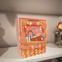 Sacs cadeaux cosmétiques pour femmes avec fenêtre, décorations florales et nœuds, avec poignées en corde, pour cadeaux d'anniversaire féminins