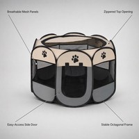 EUR VET Tente de clôture pour animaux de compagnie en nylon écologique à motif de dessin animé, carrée, pliable, pour chaton, avec fermeture éclair, protection pour chien