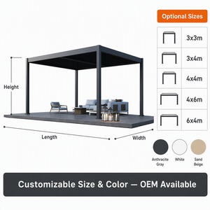 Pergola extérieure motorisée en alliage d'aluminium robuste et durable, toit à lames orientables, imperméable, anti-UV, pour <span class=keywords><strong>piscine</strong></span> - Product Image 6