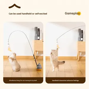 Tongkat Mainan Kucing Zehuai, Tongkat Panjang dengan Bulu, Tidak Tahan Air, Tahan Lama, untuk Mengunyah, Hiburan Mandiri, Menghilangkan Kebosanan pada Hewan Peliharaan - Product Image 2
