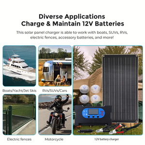 แผงโซลาร์เซลล์โมโนคริสตัลไลน์ 40W 12V 18V พร้อมตัวควบคุมสำหรับรถเรือรถจักรยานยนต์การชาร์จฉุกเฉิน - Product Image 5