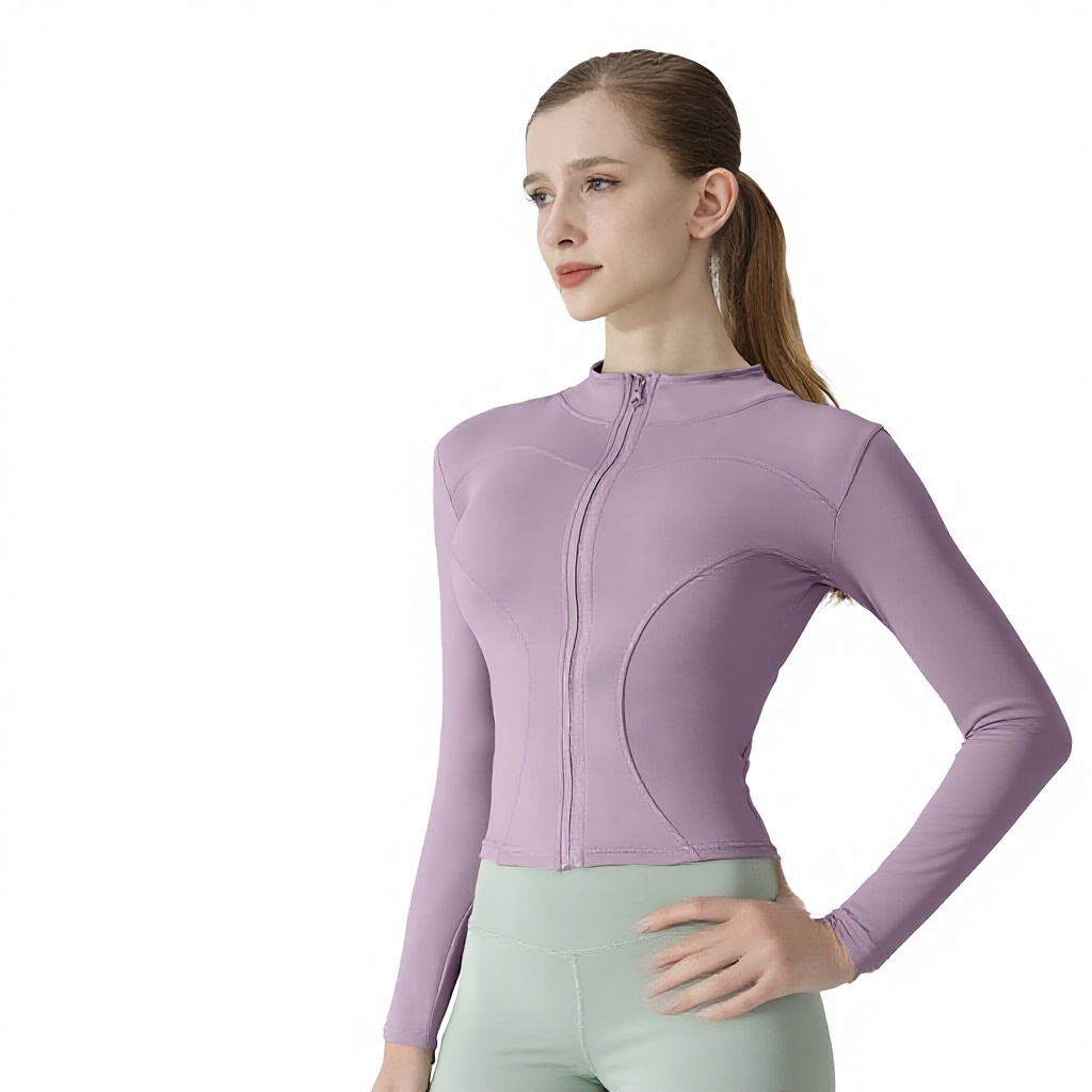 Summer High Elastic Quick-drying for Sports Jacket LULU Women's Stand Collar Slim-fit Yoga Top