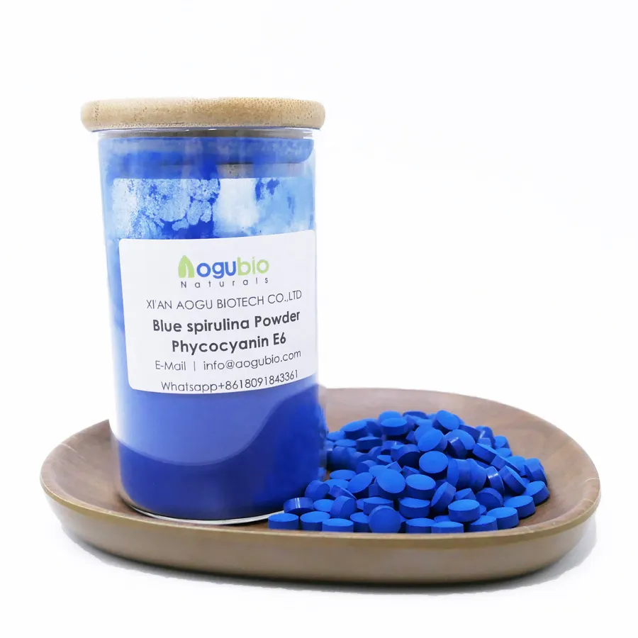 العضوية الطبيعية الأزرق مسحوق سبيرولينا E18 E6 Phycocyanin