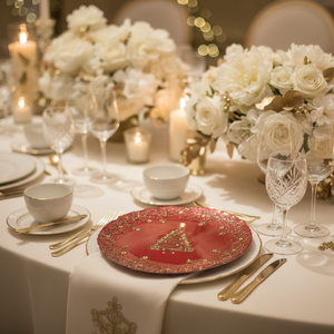 Assiettes de présentation en verre de style sapin de Noël <span class=keywords><strong>rouge</strong></span>, <span class=keywords><strong>sous</strong></span>-assiettes, ensembles de vaisselle de mariage, vaisselle pour restaurant - Product Image 4