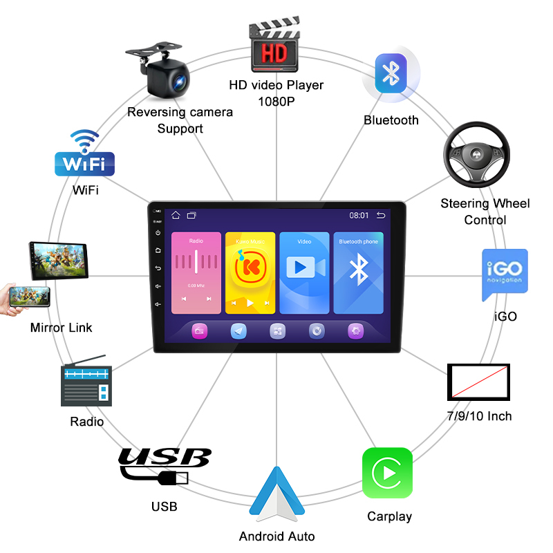 6580 Universal 7/9/10'' Multimedia 2din Car Player - Android 12