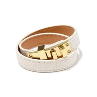 Bracelet en cuir à double couche avec fermoir pivotant