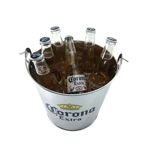 Cubo de cerveza de lata de Metal, personalizado, directo de fábrica, con mango, cubo de hielo galvanizado