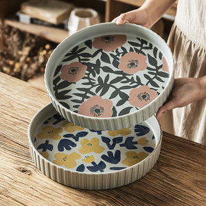 <span class=keywords><strong>Plateau</strong></span> à Fruits en Céramique Porcelaine Vintage à Pied Haut, Assiette à Bonbons à Dessert Rétro, Support de Grande Capacité pour la Maison, Hôtel, <span class=keywords><strong>Table</strong></span> Basse - Product Image 3