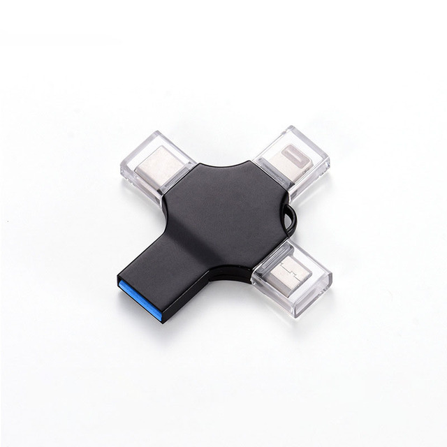 4-in-1 USB Flash Drive Metal 64GB OTG USB 2.0 3.0 U Disk USB C Stick With 8GB to 256GB Memory Available in 32GB 16GB