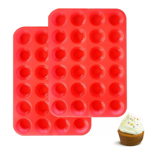 Hot bán walfos Mini Silicone <span class=keywords><strong>Muffin</strong></span> Pan 24 ly không dính cupcake Baking Pan máy rửa chén an toàn làm bánh nướng xốp bánh tart bánh mì - Product Image 1