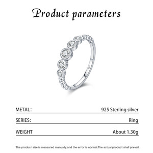 Bague en argent S925 avec diamants, sertissage clos, taille brillant rond, classique, pour femme - Product Image 2