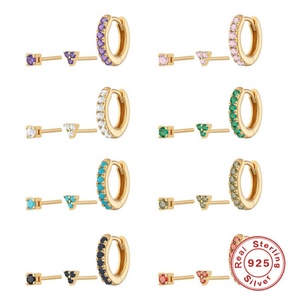Trendy 3 Pcs Colorful Zircon Natural Turquoise Stone Sterling <b>Silver</b> <b>Earrings</b> <b>Set</b> <b>Stud</b> <b>Earring</b> - Product Image 1