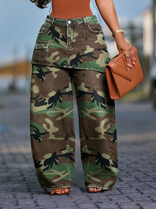 Jean cargo en denim pour <span class=keywords><strong>femme</strong></span>, <span class=keywords><strong>pantalon</strong></span> cargo <span class=keywords><strong>camouflage</strong></span>, jean ample à jambe droite, jean de luxe pour <span class=keywords><strong>femme</strong></span>, faux deux pièces, jean large pour <span class=keywords><strong>femme</strong></span> - Product Image 5