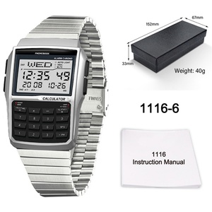 Montre de luxe haut de gamme pour homme avec calculatrice, montre LED multifonction style ordinateur, bracelet en acier inoxydable, vente en gros - Product Image 6