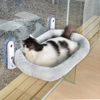 Lit suspendu pour chat en peluche gris clair, doux et confortable, moderne et personnalisé 2024, pour l'hiver, petit hamac pour chat, installation sur fenêtre avec ventouse