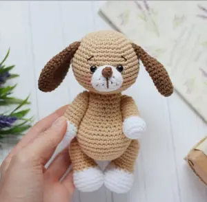 100% artesanal crochê amigurumi brinquedo, de malha, bonito, cão, mini crochê recheado, animal, brinquedo
