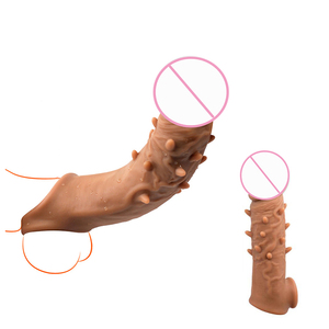 Erkekler sıvı silikon gecikme boşalma erkek horoz gerçekçi yapay Penis prezervatif kullanımlık Penis kollu sivri ile - Product Image 2