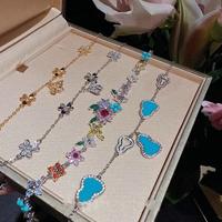 Bracelet de luxe haut de gamme avec breloque papillon florale en cristal, élégant, pour femme, cadeau de mariage ou de fête, bijou de mode personnalisé