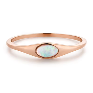 925 Sterling Silver 18K Gold Plated <strong>Opal</strong> Signet <strong>Ring</strong> Oval Minimalist Band Non Tarnish Daily Wear Fine Jewelry for Women - Product Image 3