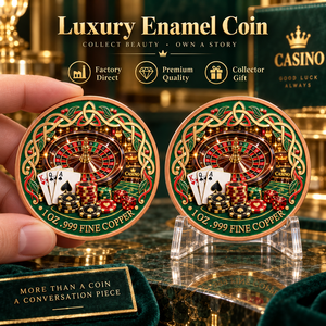 Moneta Commemorativa in Rame Puro .999 da 1 OZ, Moneta da Collezione di Lusso con Rilievo Alto, Tema Poker Royal Flush - Product Image 3