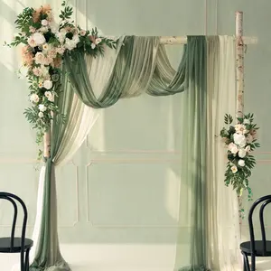 Fournitures de mariage Deluxe Arche Fleurs Soie Artificielle avec Rideaux Floral Swag Arch 5pcs