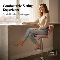 Chaise de Bar Scandinave, Mobilier de Comptoir en Métal et Velours, Tabouret Haut Pivotant en Cuir Doré de Luxe Moderne pour Table de Bar