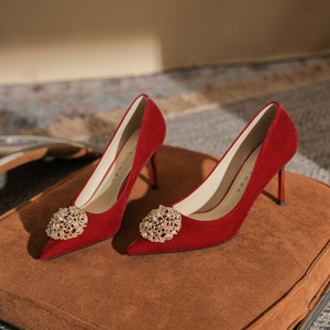 New Bride Wedding <strong>Shoes</strong> Women Crystal <strong>Shoes</strong> Red <strong>Bridesmaid</strong> Wedding High Heels Dress <strong>Shoes</strong> for <strong>Girls</strong> - Product Image 1