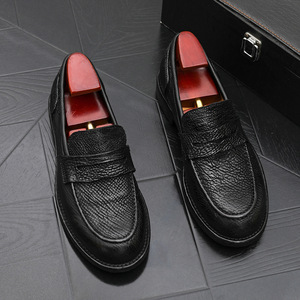 Chaussures habillées en cuir véritable pour hommes, à bout rond, à enfiler, avec semelle extérieure en caoutchouc amortie, pour toutes les saisons, couleur unie, livraison directe - Product Image 6