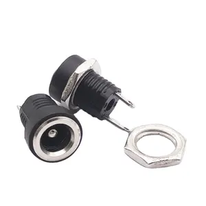 DC-022B Female 5.5*2.1mm Copper Contact 2.1 mm DC Socket with Nut 2 PIN DC Socket 5.5 Jack 2.1 Female DC Connector 5.5*2.1mm