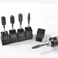 Boîte de fraises à ongles professionnelles multifonctionnelles en acier tungstène noir 3/32 pouces pour manucure, pédicure, salon de beauté