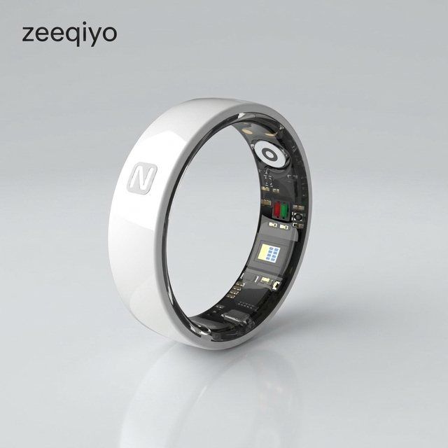 Smart Ring with Sleep Tracker Heart Rate Blood Oxygen Step Counter Remote Camera Blood Pressure 5ATM/IP68 Waterproof