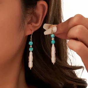 Boucles <span class=keywords><strong>d</strong></span>'oreilles pendantes en <span class=keywords><strong>pierre</strong></span> naturelle pour femmes, perles <span class=keywords><strong>d</strong></span>'eau douce, <span class=keywords><strong>argent</strong></span> sterling 925, style vintage, vente en gros - Product Image 1