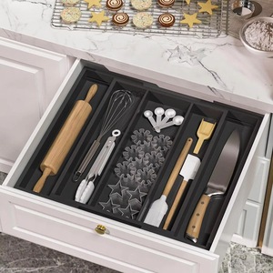 Bandeja Expandible para Cubiertos de 5 Compartimentos, Multifuncional, para Cocina, Oficina, Organizador de Almacenamiento, Bandeja de Bambú para Cubiertos - Product Image 2