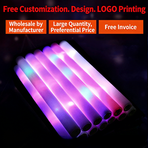 High Quality Custom <b>Led</b> <b>Light</b> Glow Foam <b>Stick</b> Flashing <b>Light</b>-Up Baton Concert Cheer Foam Glow <b>Stick</b> for Wedding Party - Product Image 2