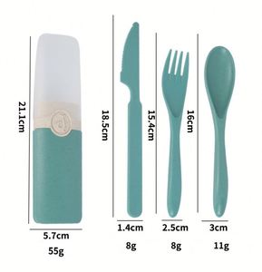 Cheap High Quality Promotional Gift Wheat Straw Tableware Dinnerware Portable Camping Tableware Set