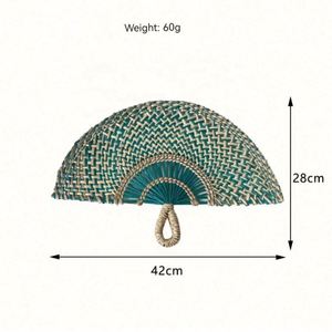Ventilador de mano de paja tejida en oferta, abanico decorativo de junco marino natural para pared, sala de estar, porche, fondo o como colgante. - Product Image 4