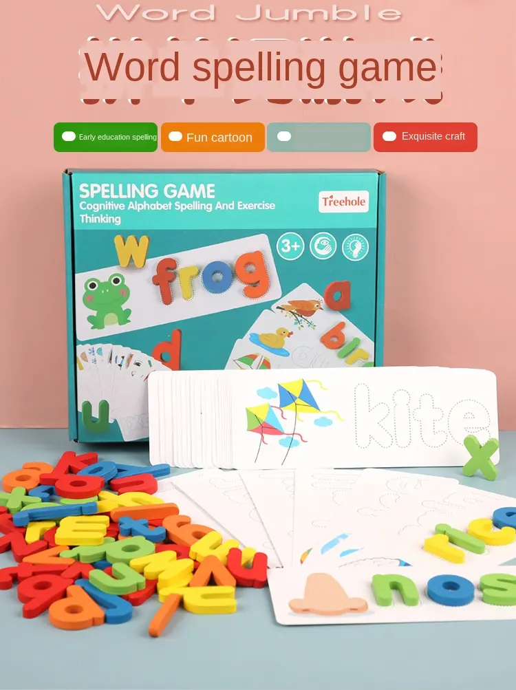 Дети Монтессори заклинание слова игра деревянная головоломка для раннего обучения, с изображением букв алфавита, 3D Головоломка Развивающие игрушки для детей