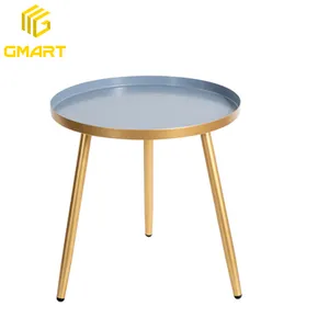 Gmart Meja Teh Kayu Meja Kopi, Gaya Nordic Furnitur Rumah Kaca Pusat Logam Marmer Bulat