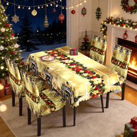 Offre Spéciale : Housse de Chaise et Nappe de Noël Dorées Élégantes pour Décoration de Salle à Manger Festive – Qualité Supérieure