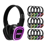 Casques de disco silencieux RGB avec port XLR et émetteur, portée 500M, pour fêtes, conférences, fitness, cinéma, certifiés CE RoHS FCC, autonomie réelle de plus de 12H